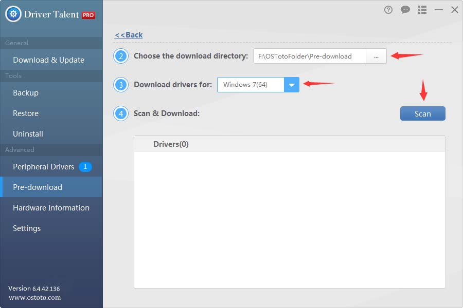 choose driver download directory