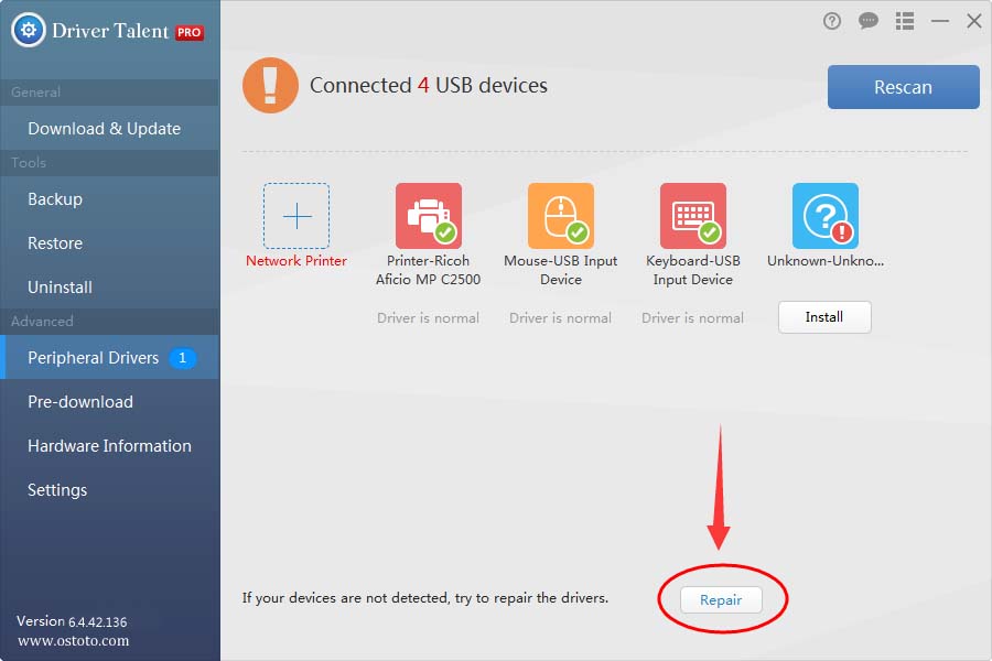 repair devices not detected