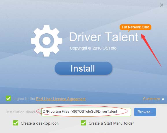install driver talent for network card